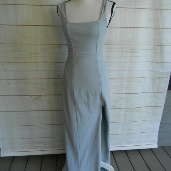 Show Me Your Mumu Womens Square Neck Sleeveless High Slit Gown Light Blue sz S - Picture 1 of 4